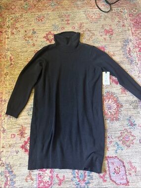 Terra & Sky Black Turtleneck Sweater Dress